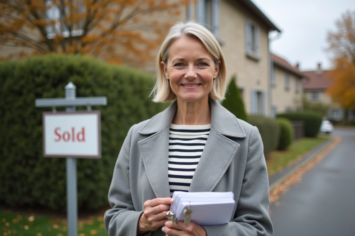 Femme devant sa maison tenant les clés après avoir obtenu un prêt Modulimmo Crédit Mutuel